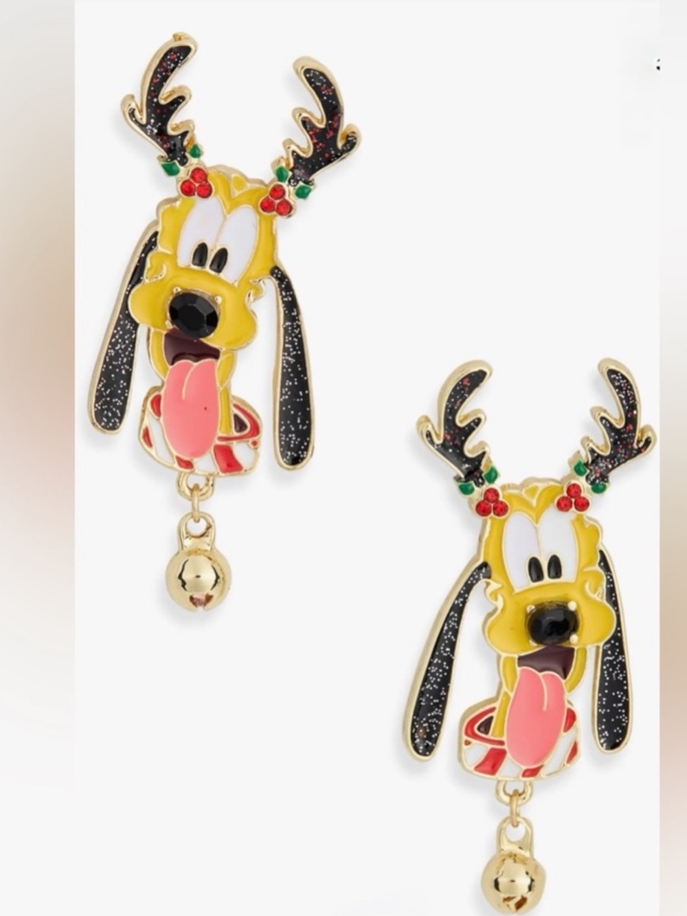 Brand New Disney X Baublebar Pluto Holiday Wearing Reindeer Dangle Earrings